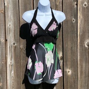 Forever 21 sheer floral halter top size small